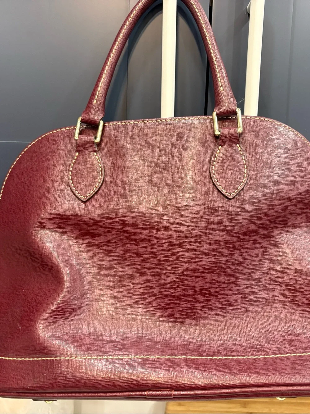 Dooney & Bourke Burgundy Saffiano-Style Leather Tote